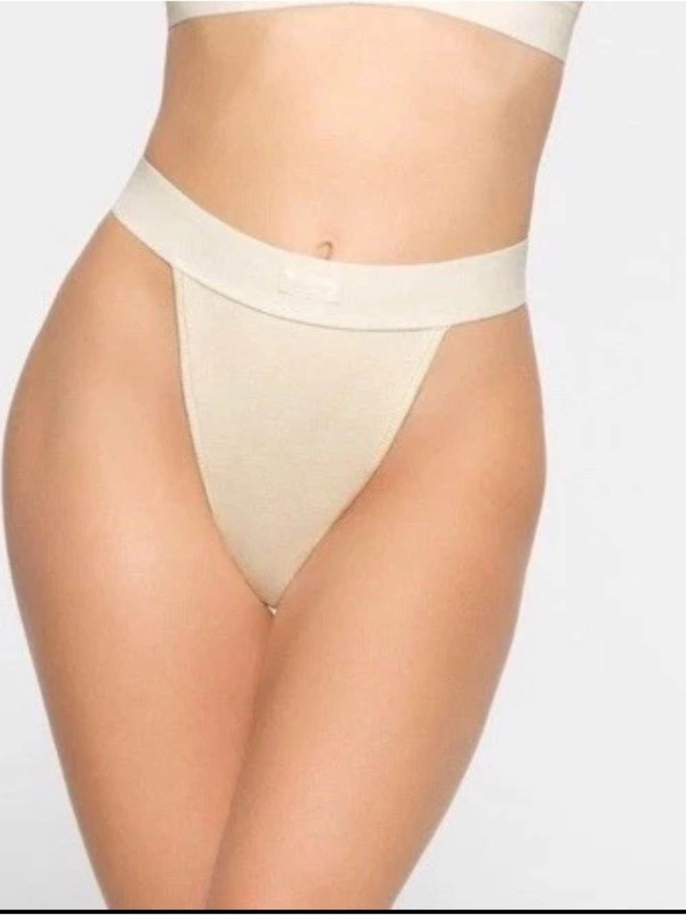 SKIMS NWT Cotton Ribbed Thong in Bone
